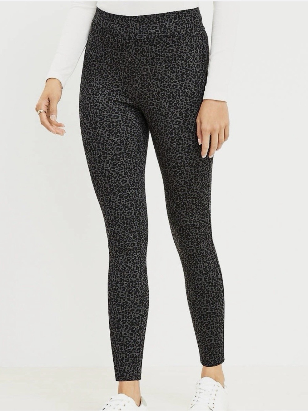 LOFT Black Leopard-Print Leggings
